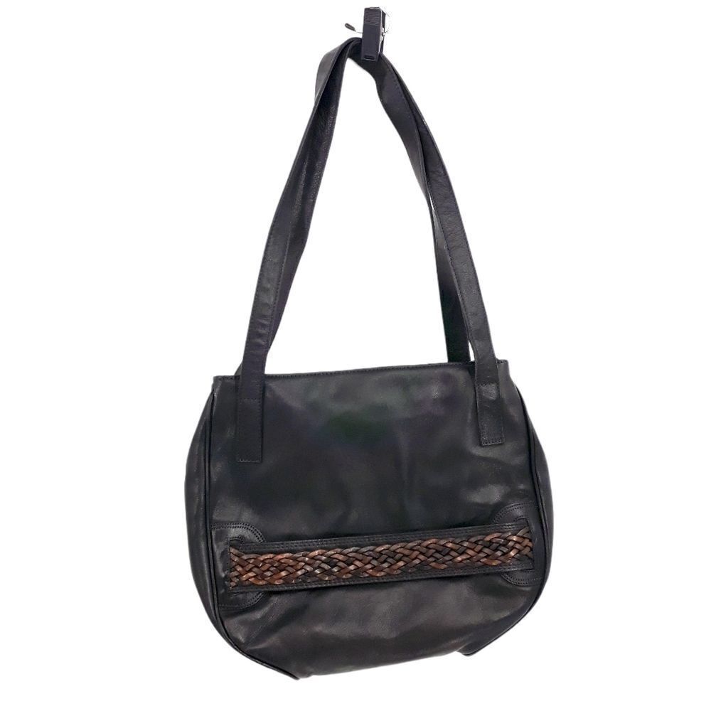 ‎Cassis Genuine Leather Black Shoulder Bag Braided